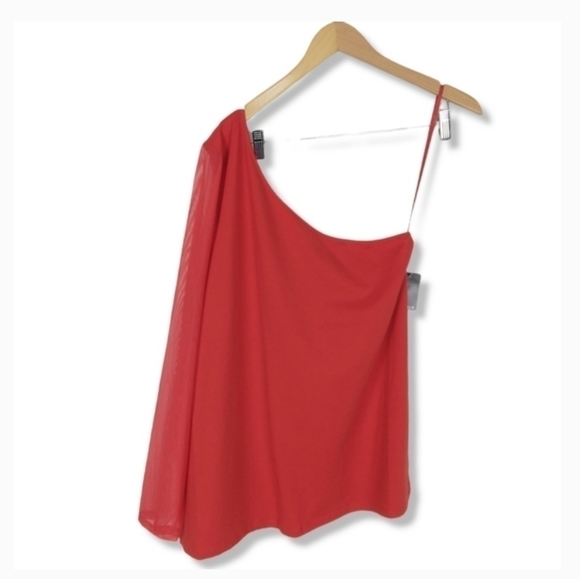 NWT Torrid One Shoulder Mesh Sleeve Top - Picture 10 of 12